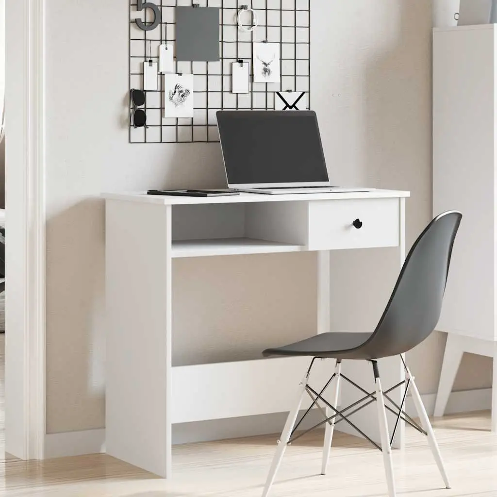 Writing Desk White 80x40x75cm Engineered Wood Spacious Tabletop