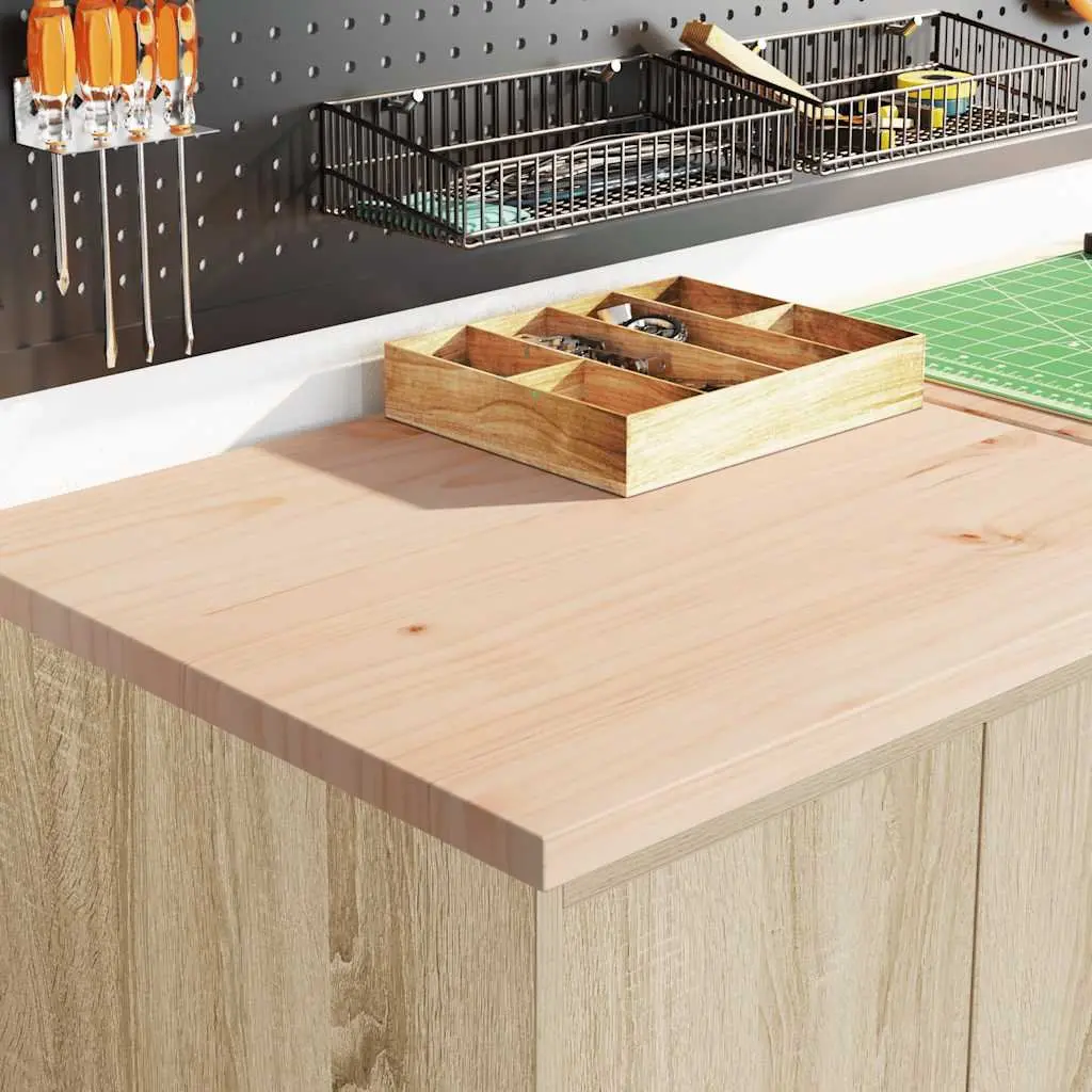 Garage Storage Cabinet Brown 60x51x85cm Solid Wood Pine with 2 Storage Compartments and Wooden Worktop