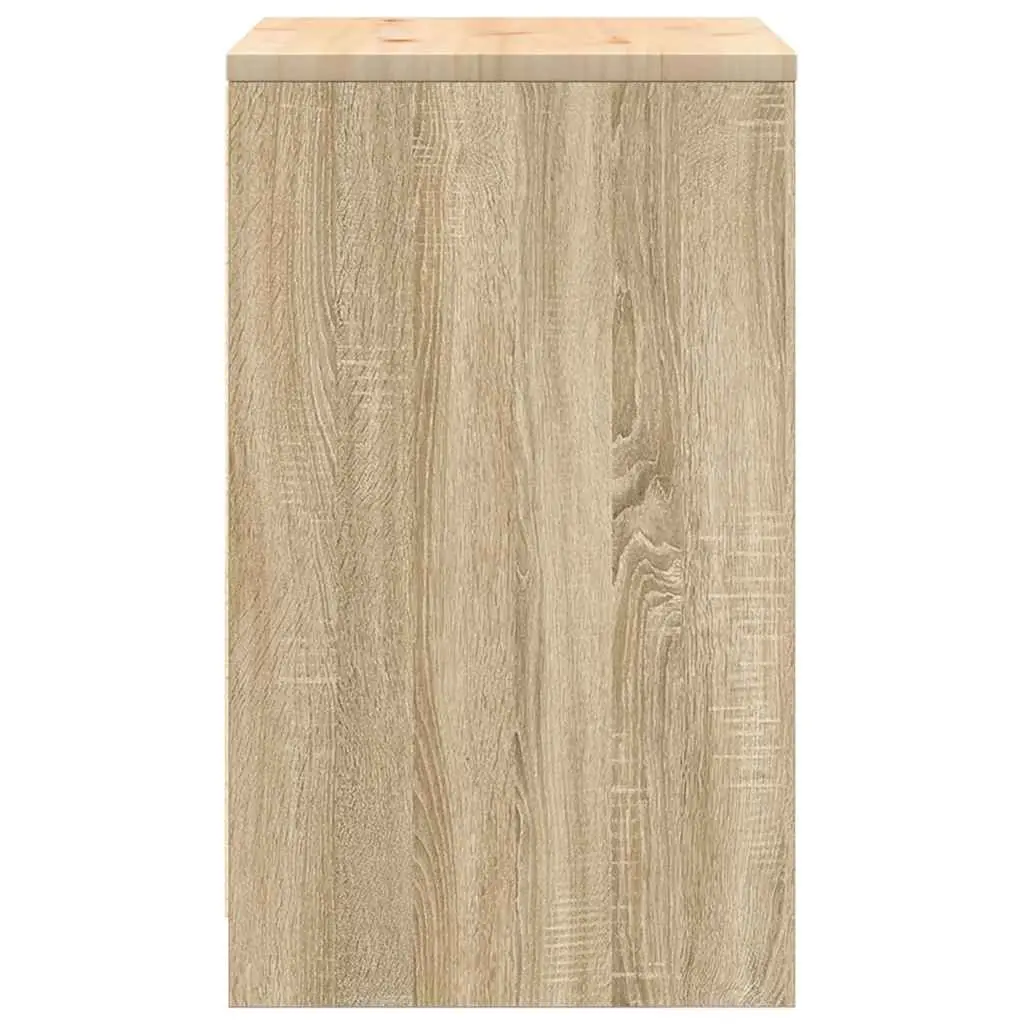 Garage Storage Cabinet Brown 60x51x85cm Solid Wood Pine with 2 Storage Compartments and Wooden Worktop