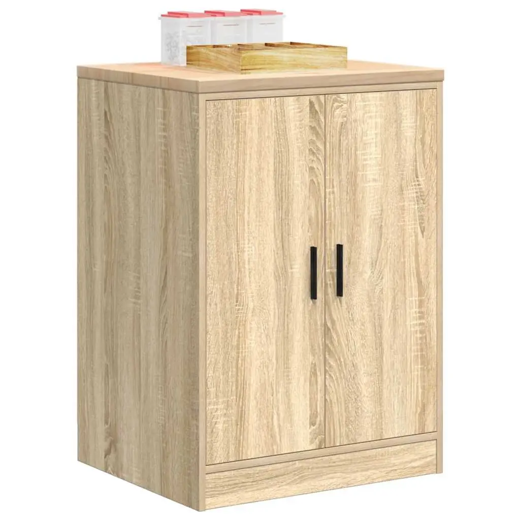 Garage Storage Cabinet Brown 60x51x85cm Solid Wood Pine with 2 Storage Compartments and Wooden Worktop