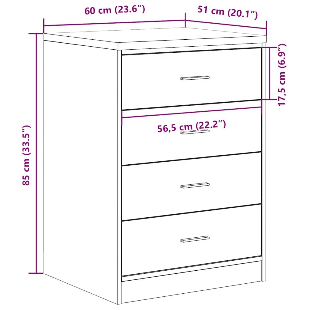 Pine Wood Garage Storage Cabinet White 60x51x85cm Tool Cabinet with 4 Drawers