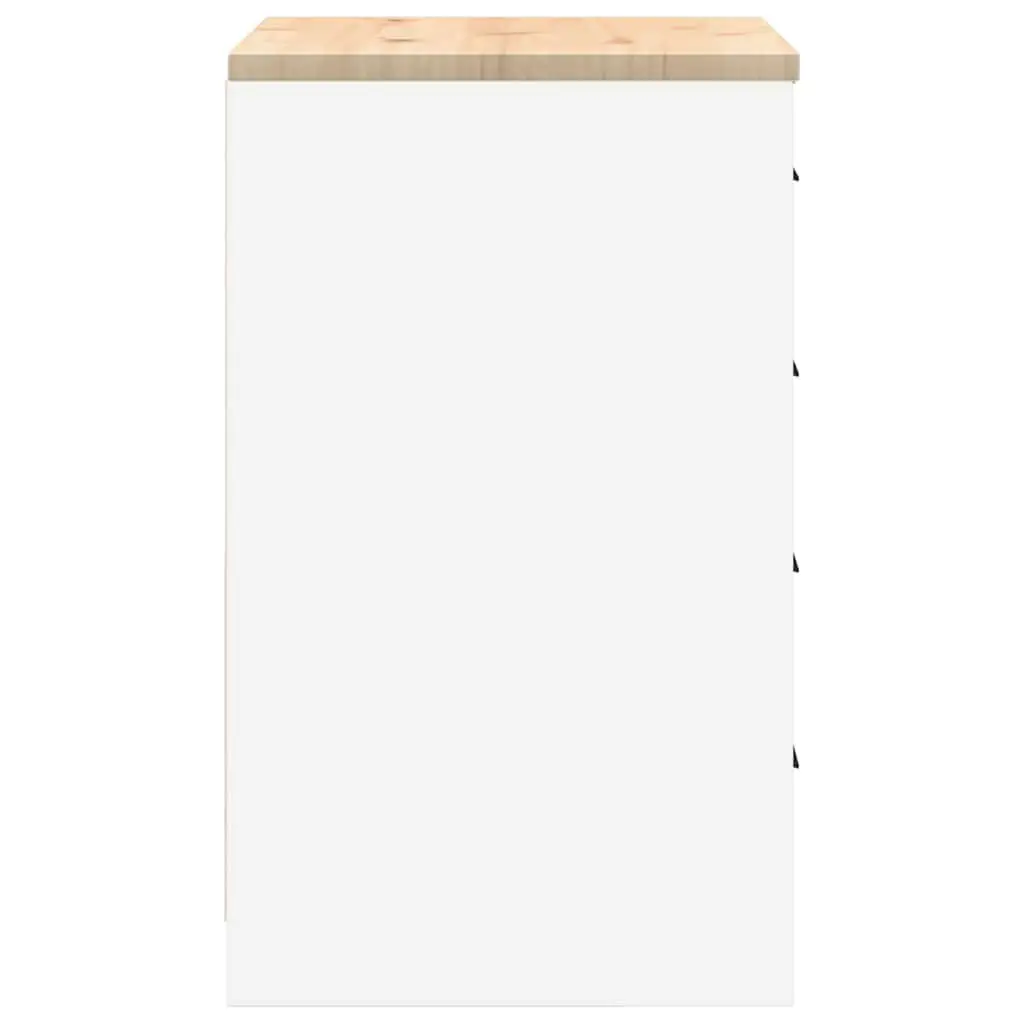 Pine Wood Garage Storage Cabinet White 60x51x85cm Tool Cabinet with 4 Drawers