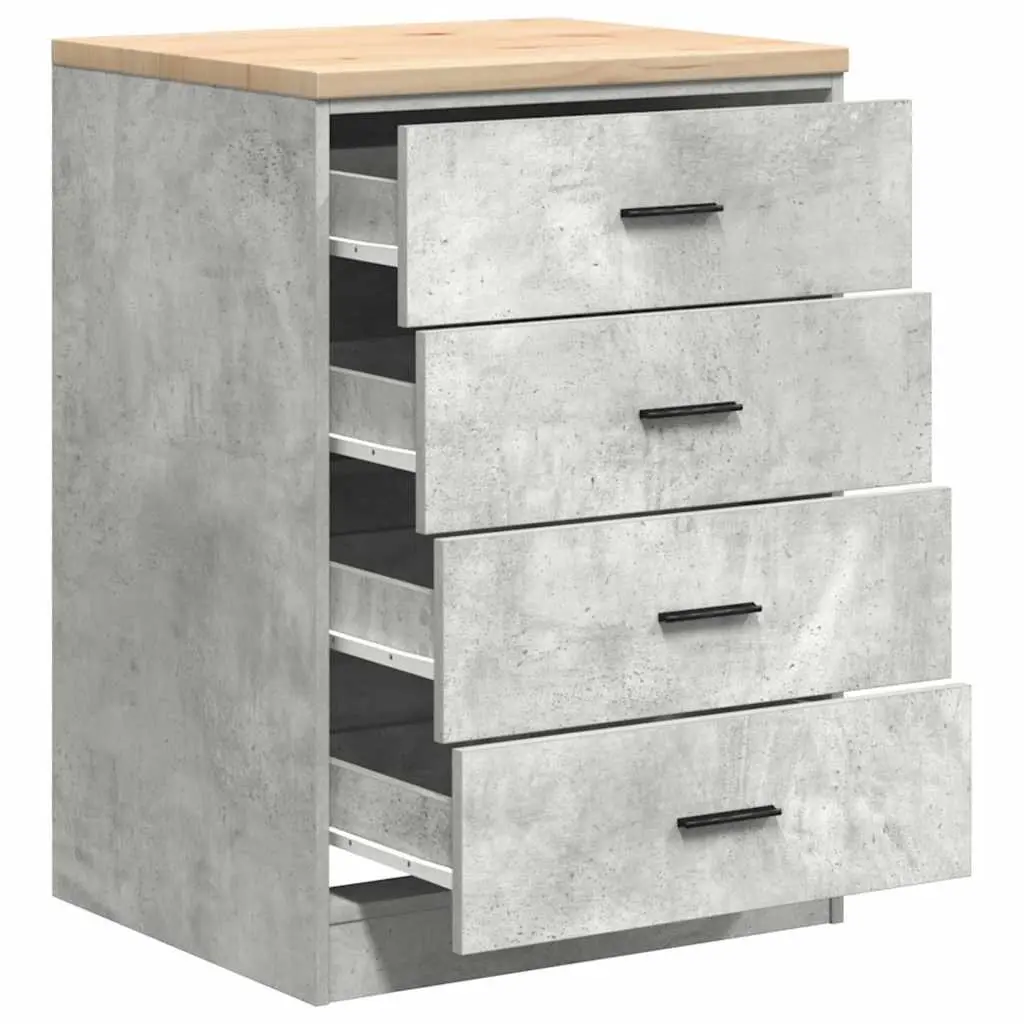Garage Storage Cabinet Grey 60x51x85cm Solid Wood Four Drawers