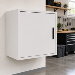 Garage Wall Cabinet White Storage Cupboard Engineered Wood Door Organiser