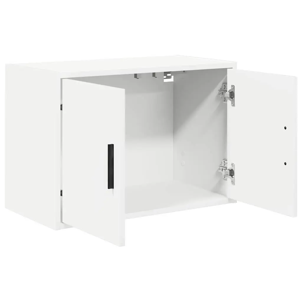 Garage Wall Cabinet White Engineered Wood Wall-mounted Storage Organiser
