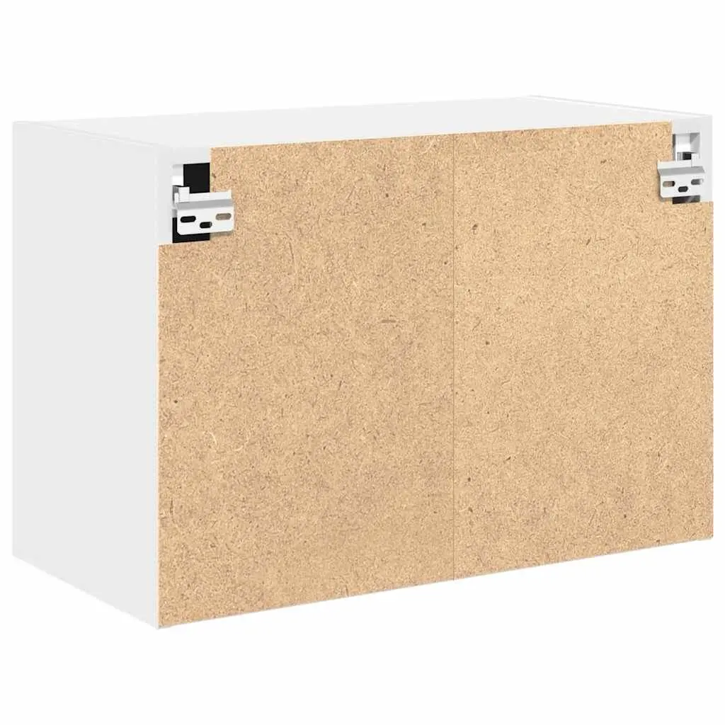 Garage Wall Cabinet White Engineered Wood Wall-mounted Storage Organiser