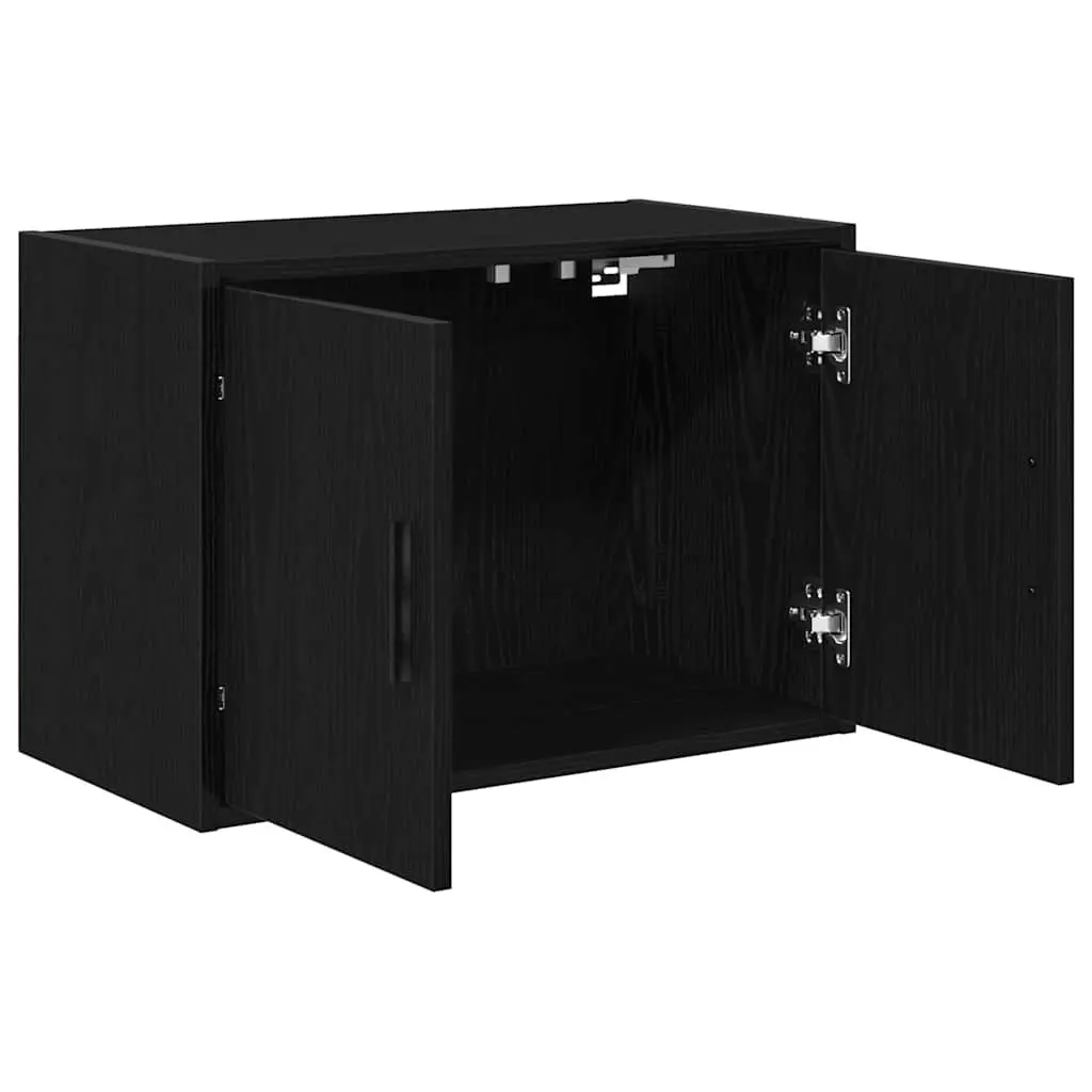 Wall Cabinets Black 2 Piece Wall-mounted Storage Organiser Durable Engineered Wood