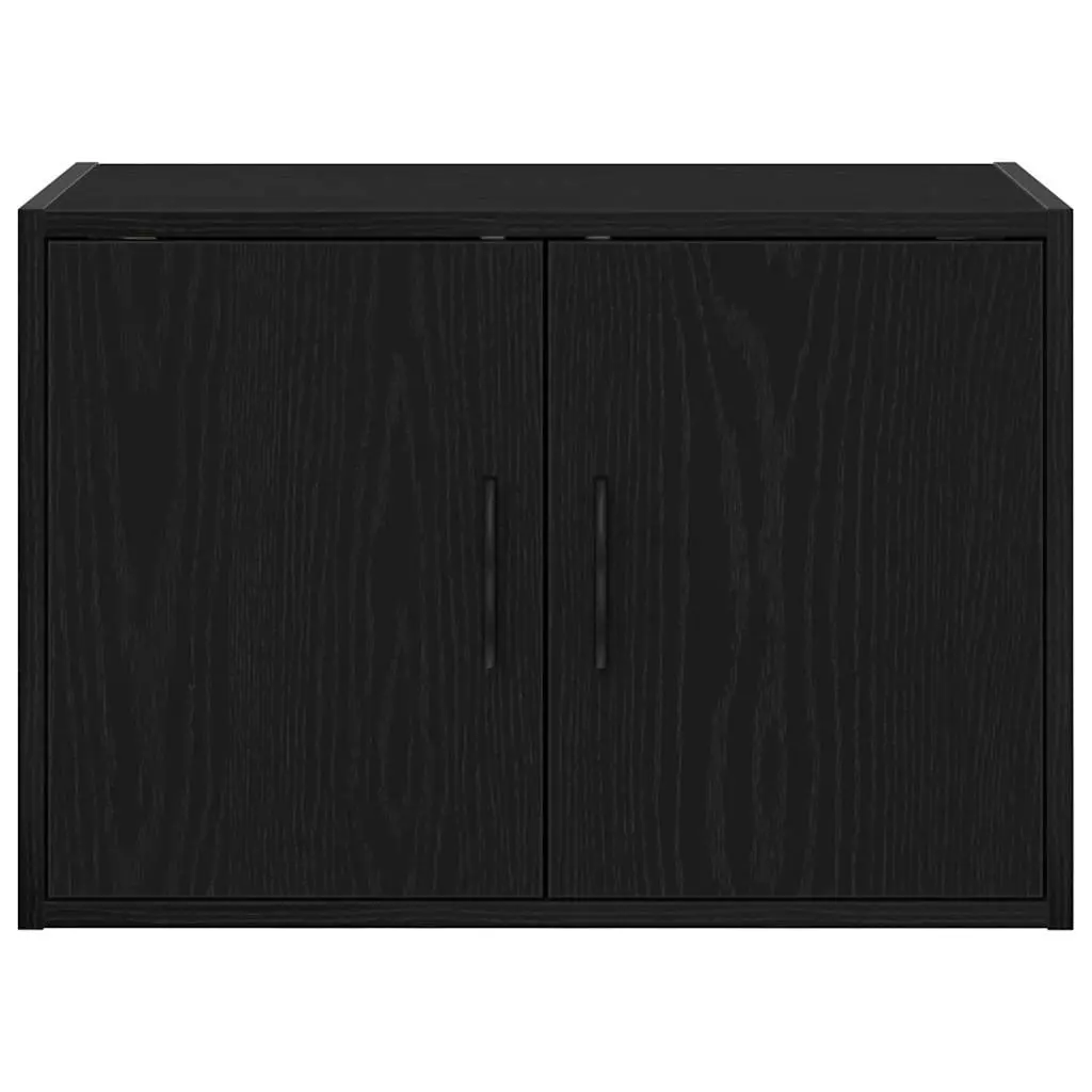 Wall Cabinets Black 2 Piece Wall-mounted Storage Organiser Durable Engineered Wood