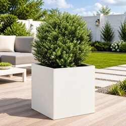 Efficient White Raised Planter Box 40x40x40cm in Cold-rolled Steel