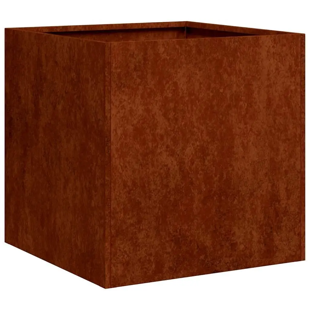 Weathering Steel Planter Raised Garden Bed Outdoor Flower Box 40x40x40cm Brown