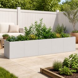 Compact Galvanised Steel Garden Planter 200x40x40cm