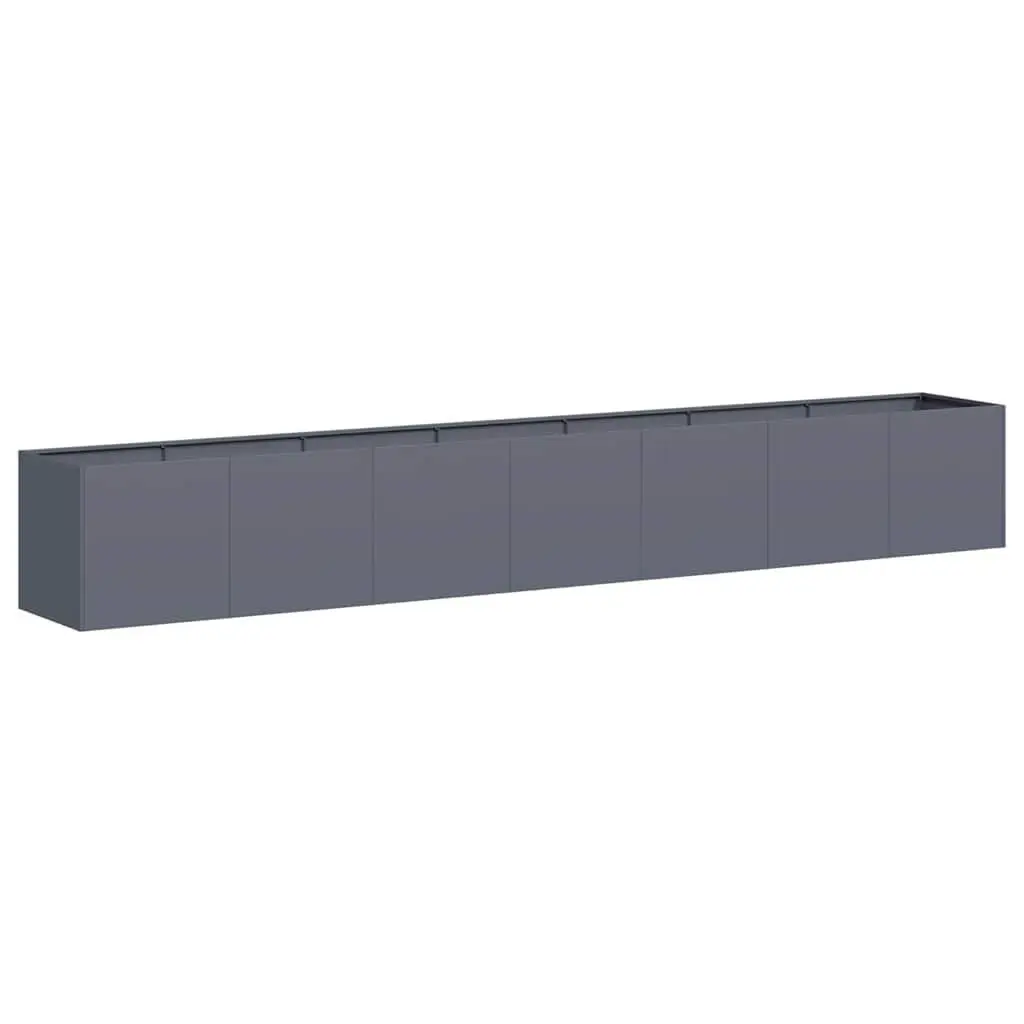 Raised Garden Planter Box Anthracite 280x40x40 cm Cold-rolled Steel Outdoor Flower Bed