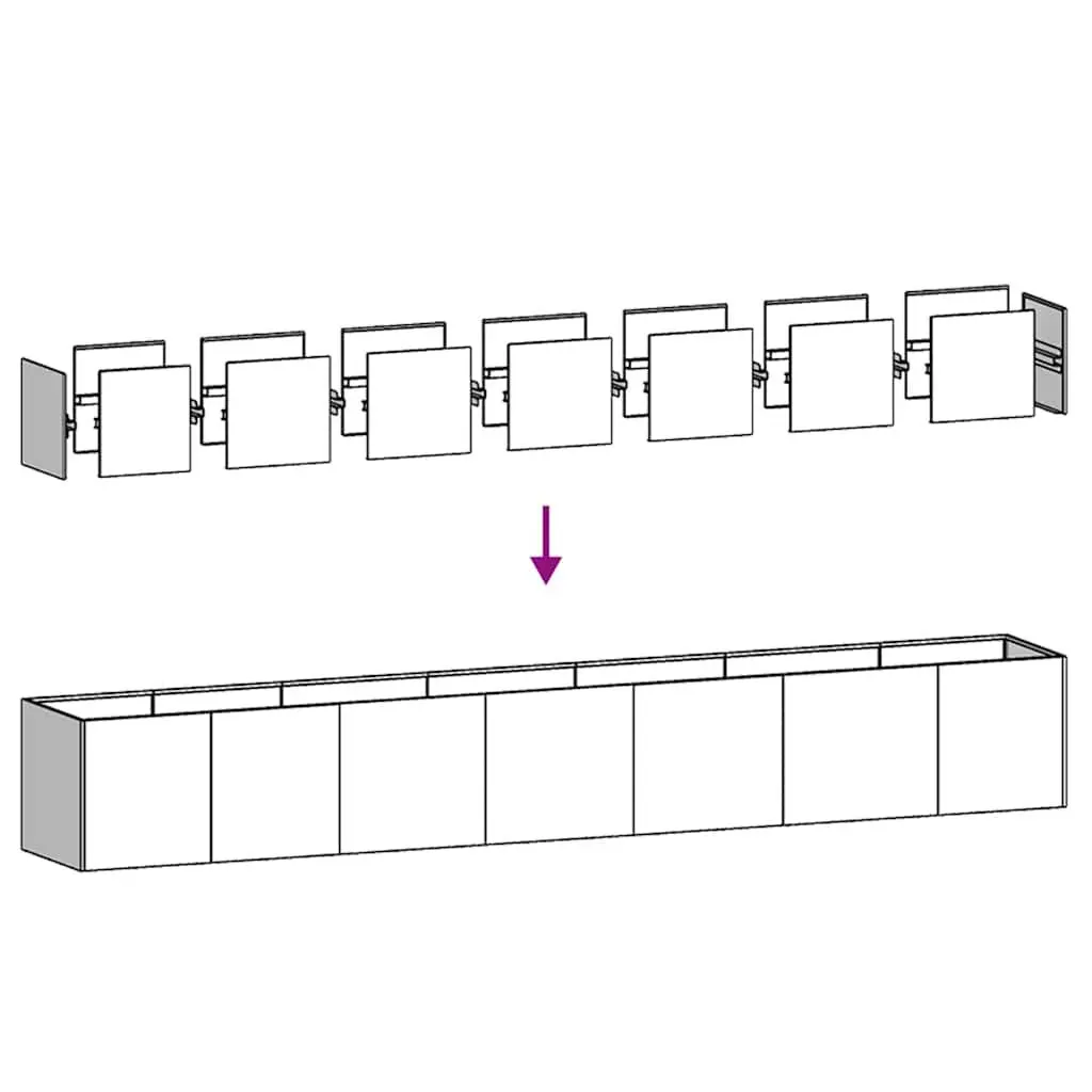 Galvanised Steel Planter Silver 280x40x40 cm Raised Garden Bed Outdoor Flower Box