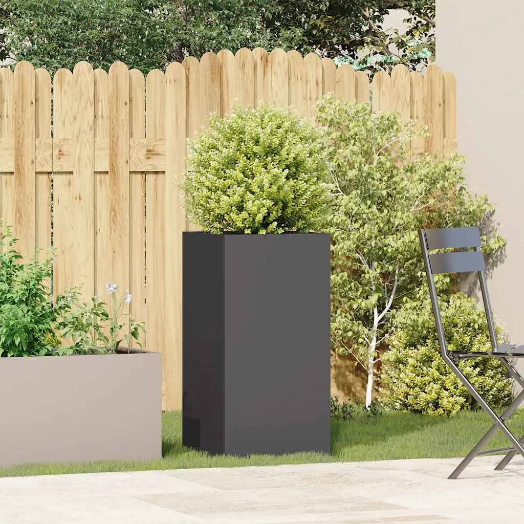 Black Planter Box Cold-rolled Steel 40x40x80 cm Raised Garden Bed Outdoor
