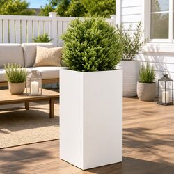 Compact White Steel Planter 40x40x80 cm for Any Space