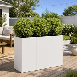White Cold-Rolled Steel Planter Box, 120x40x80 cm – Your Perfect Garden Companion
