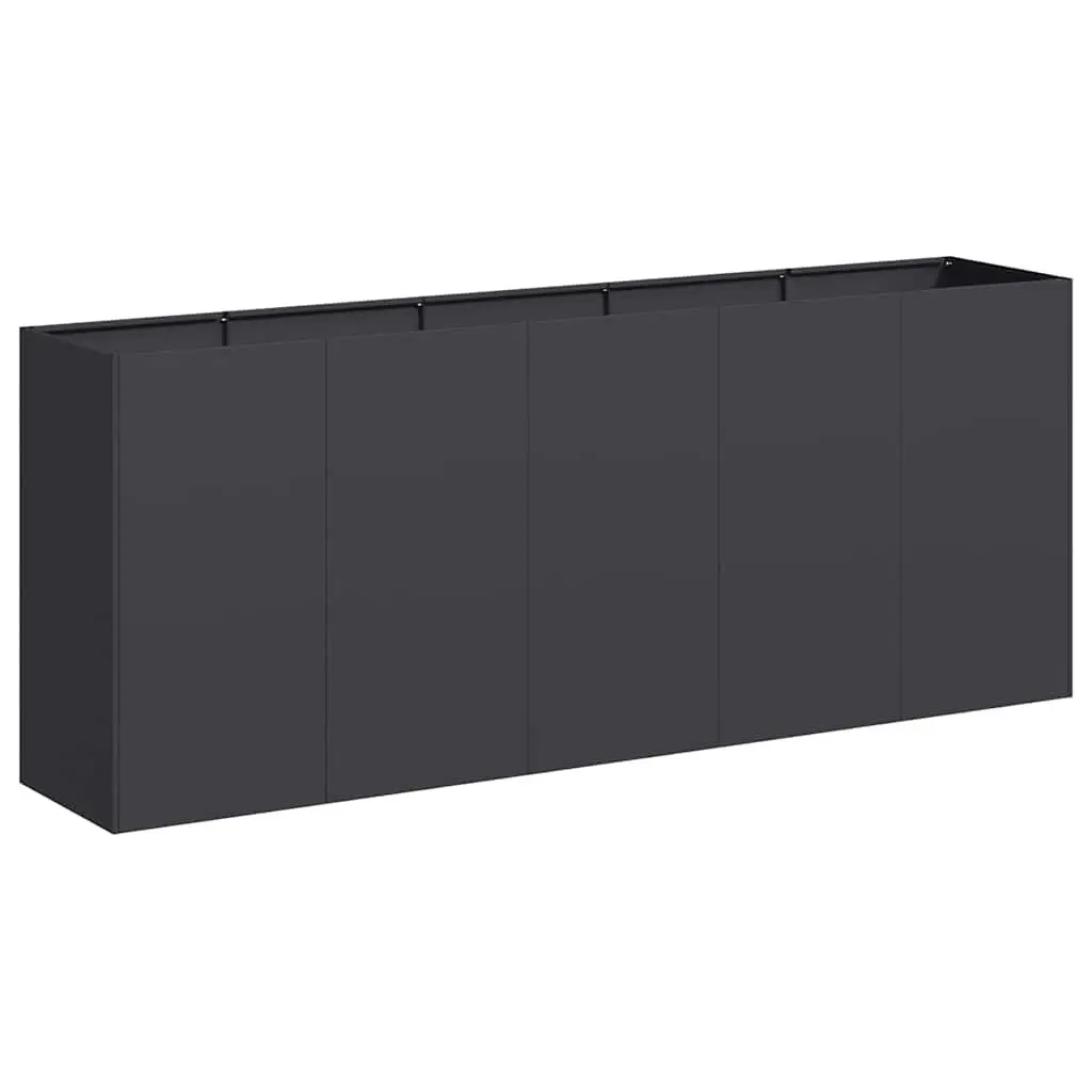 Raised Garden Planter Box Cold-rolled Steel Black Outdoor Flower Bed 200x40x80cm