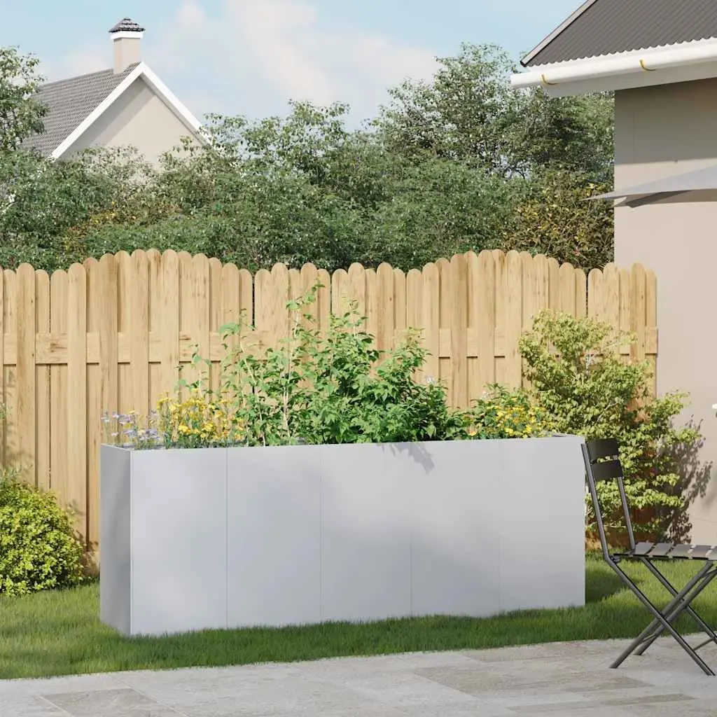Raised Garden Planter Box Silver 200x40x80 cm Galvanised Steel Durable Outdoor Flower Bed