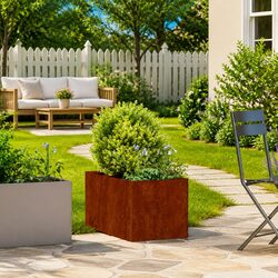 Compact Outdoor Flower Box - Weathering Steel 40x80x40cm