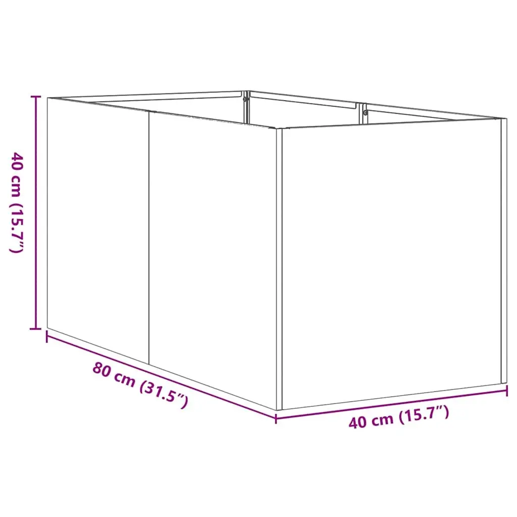 Weathering Steel Planter Raised Garden Bed Outdoor Flower Box 40x80x40cm Brown