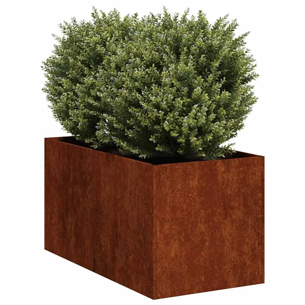 Weathering Steel Planter Raised Garden Bed Outdoor Flower Box 40x80x40cm Brown