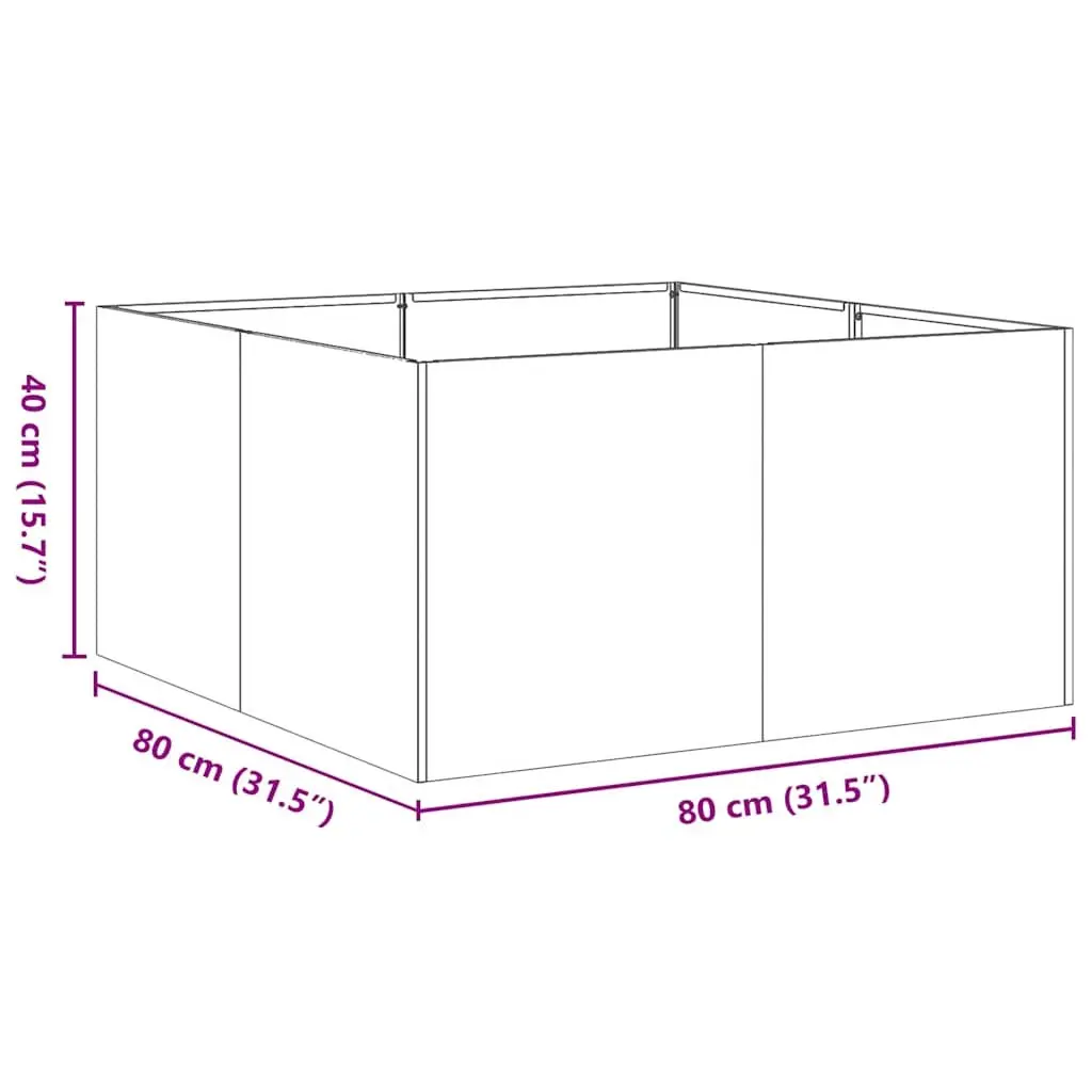 Weathering Steel Planter Raised Garden Bed Outdoor 80x80x40cm Brown Box