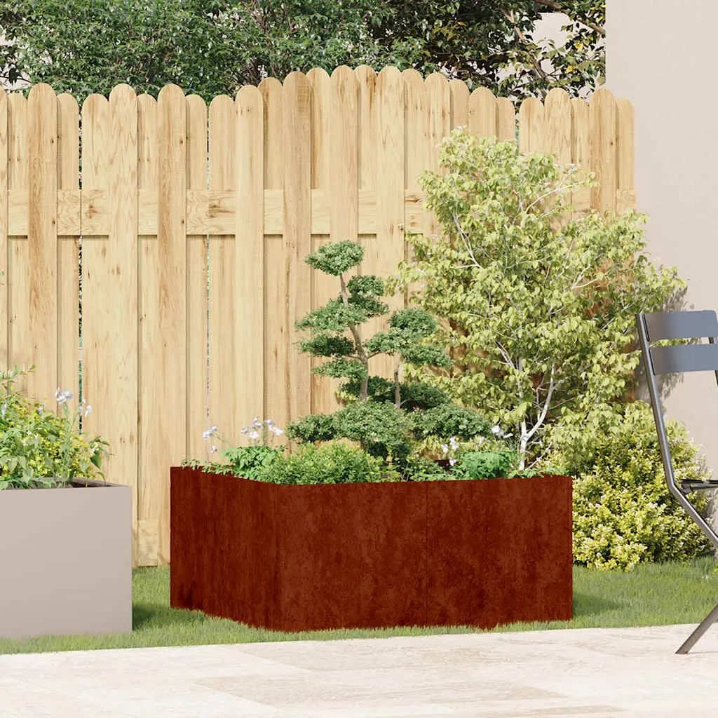 Weathering Steel Planter Raised Garden Bed Outdoor 80x80x40cm Brown Box
