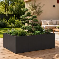 Efficient Black Steel Planter Box for Outdoor Plants