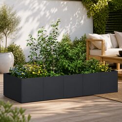 Black Steel Planter: 200x80x40 cm, Perfect for Your Garden