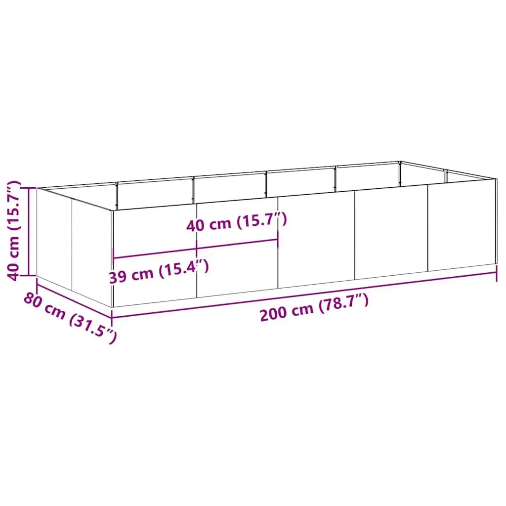 Steel Raised Garden Planter Box Anthracite 200x80x40cm Outdoor Flower Bed
