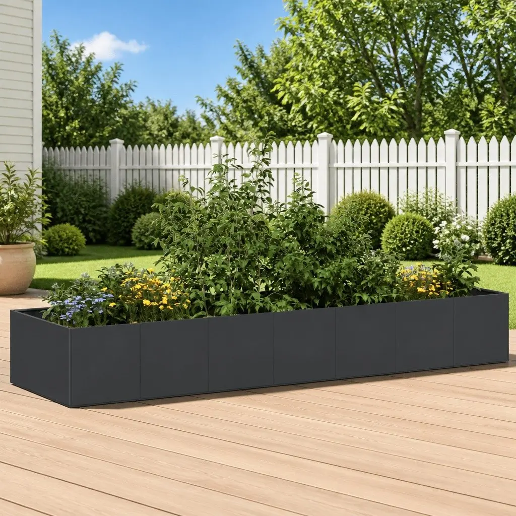 Steel Raised Planter Box 280x80x40cm Garden Outdoor Flowers Vegetables Herbs Bed