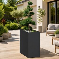 Compact Black Steel Planter Box for Outdoor Use