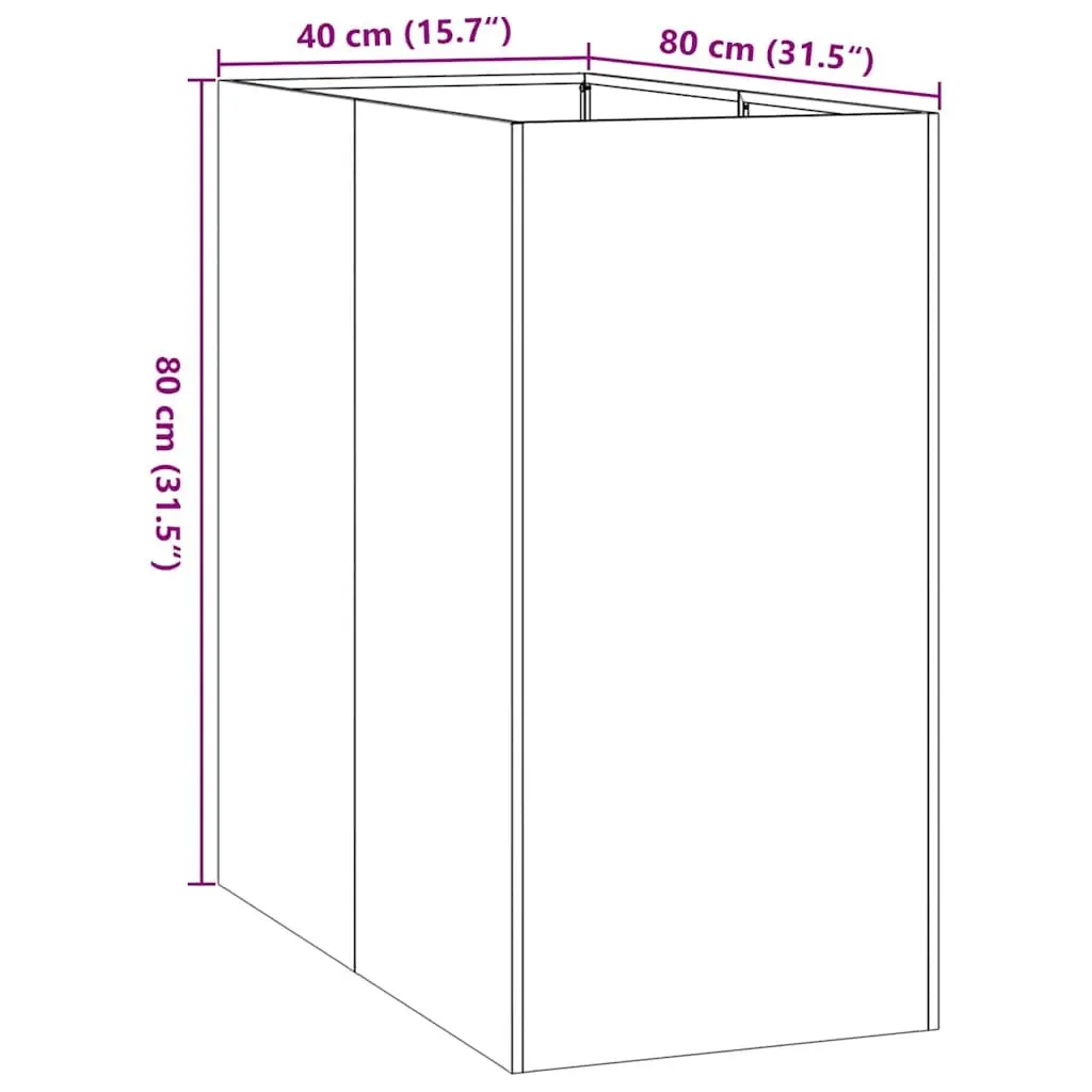 Steel Planter Box Black 40x80x80 cm Raised Garden Bed Outdoor Flower Pot