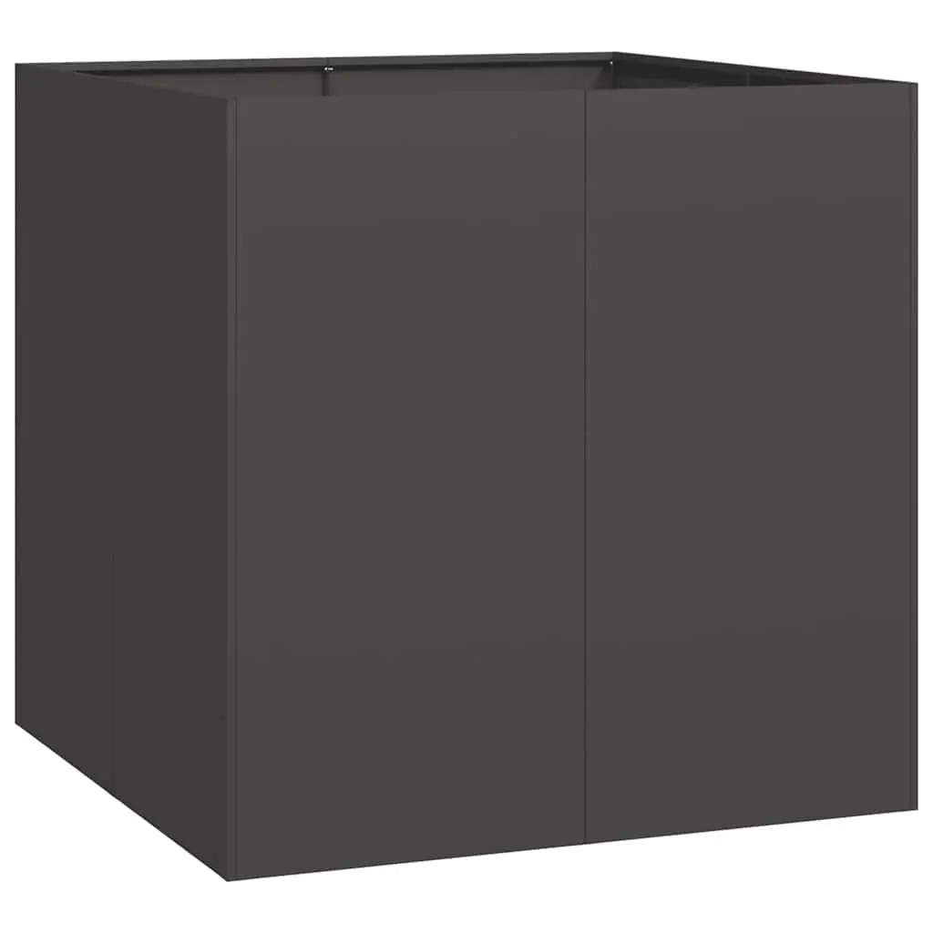 Black Raised Steel Planter Box 80x80x80cm Outdoor Garden Bed for Flowers Vegetables