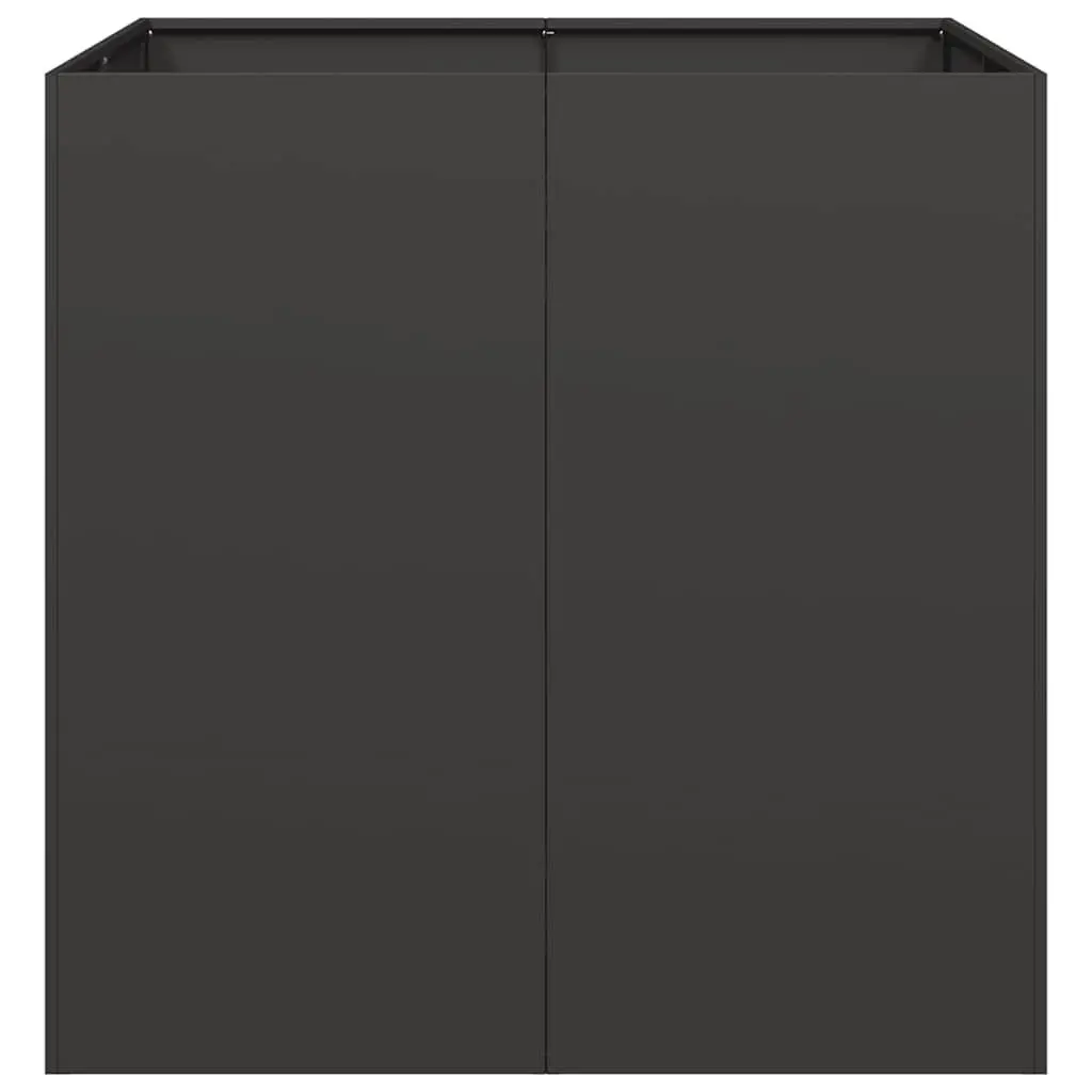 Black Raised Steel Planter Box 80x80x80cm Outdoor Garden Bed for Flowers Vegetables