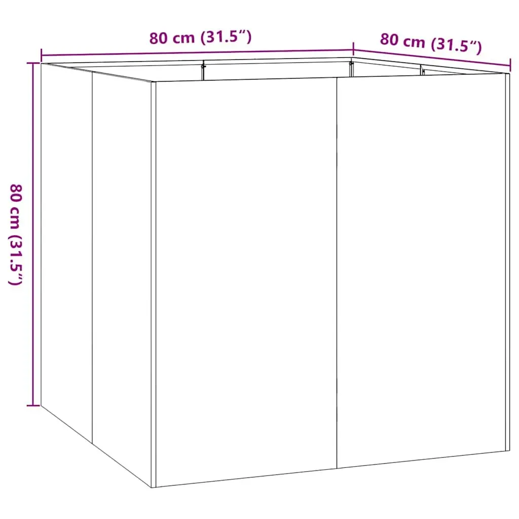 Black Raised Steel Planter Box 80x80x80cm Outdoor Garden Bed for Flowers Vegetables