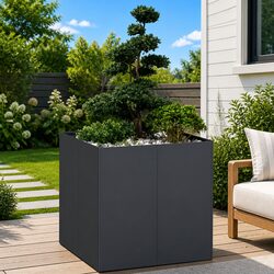 Anthracite Steel Planter Box: Stylish and Durable 80x80x80 cm