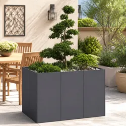 Compact Anthracite Steel Garden Planter - 120x80x80 cm