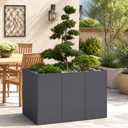 Steel Planter Anthracite 120x80x80 cm Raised Garden Bed Box Outdoor Patio Flower