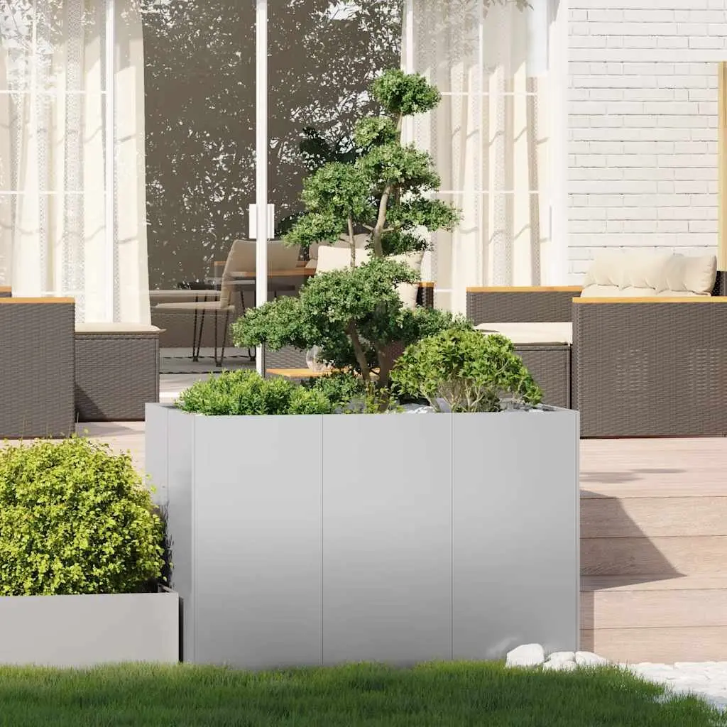 Galvanised Steel Planter Silver 120x80x80 cm Outdoor Decorative Raised Garden Bed
