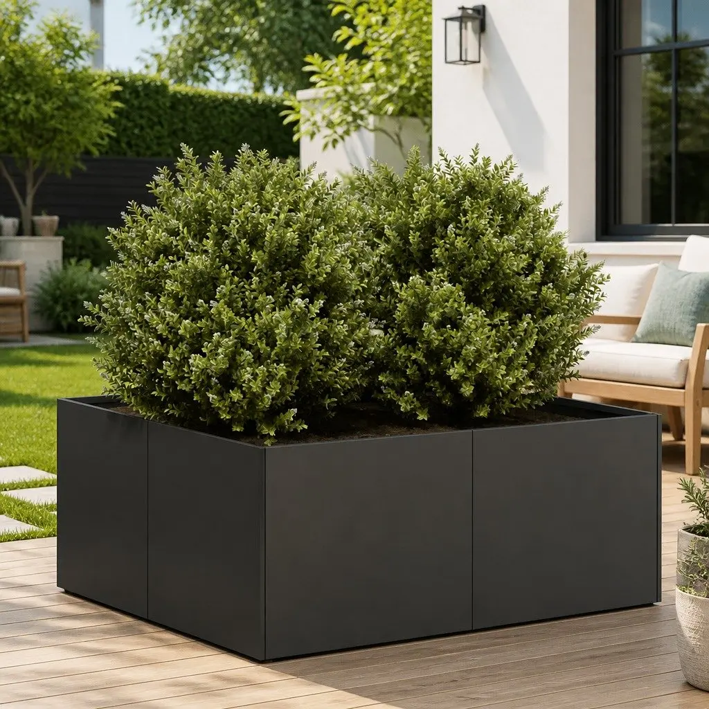 Steel Planter Box Black 80x80x30cm Raised Garden Bed Outdoor