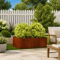 Weathering Steel Planter Box 80x80x30cm - Perfect for Your Garden
