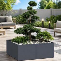 Compact Steel Raised Garden Planter Box Anthracite 100x100x40 cm