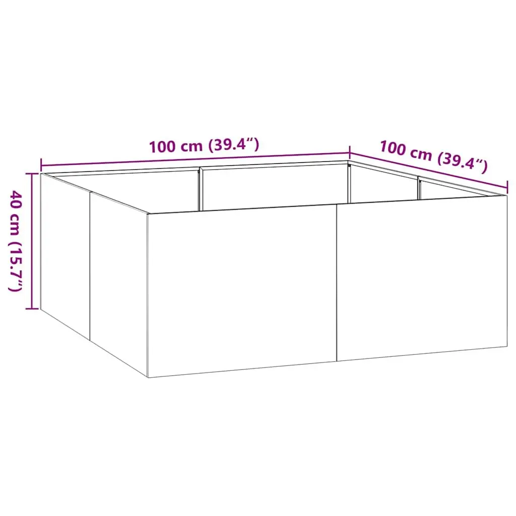 Weathering Steel Raised Garden Planter Box 100x100x40cm Outdoor Flower Bed