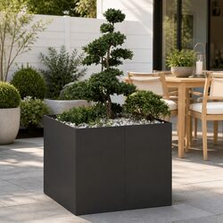 Compact and Robust Black Steel Planter Box 100x100x80 cm