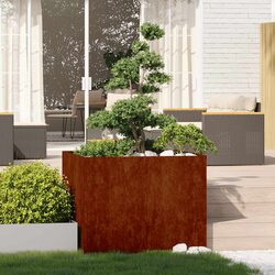 Compact Raised Planter Box in Weathering Steel