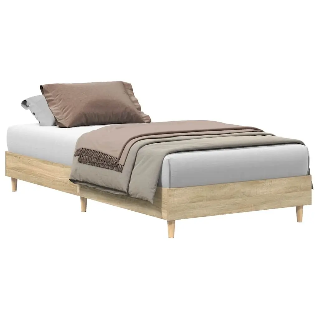 Bed Frame Sonoma Oak 90x190 cm Engineered Wood Slatted Base No Mattress