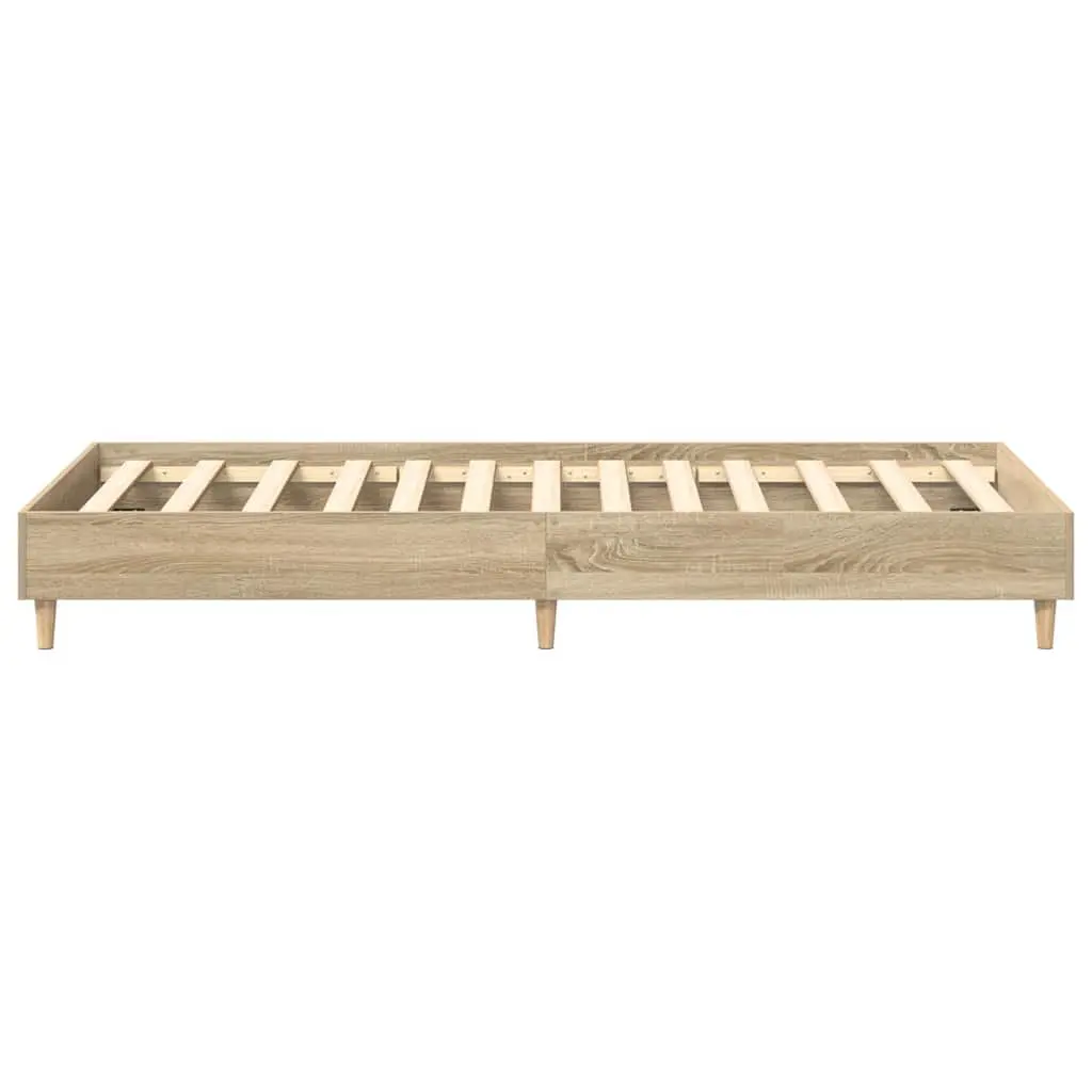 Bed Frame Sonoma Oak 90x190 cm Engineered Wood Slatted Base No Mattress