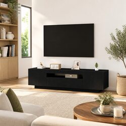 Sleek Black TV Cabinet, Perfect Dimensions 160x35x40cm