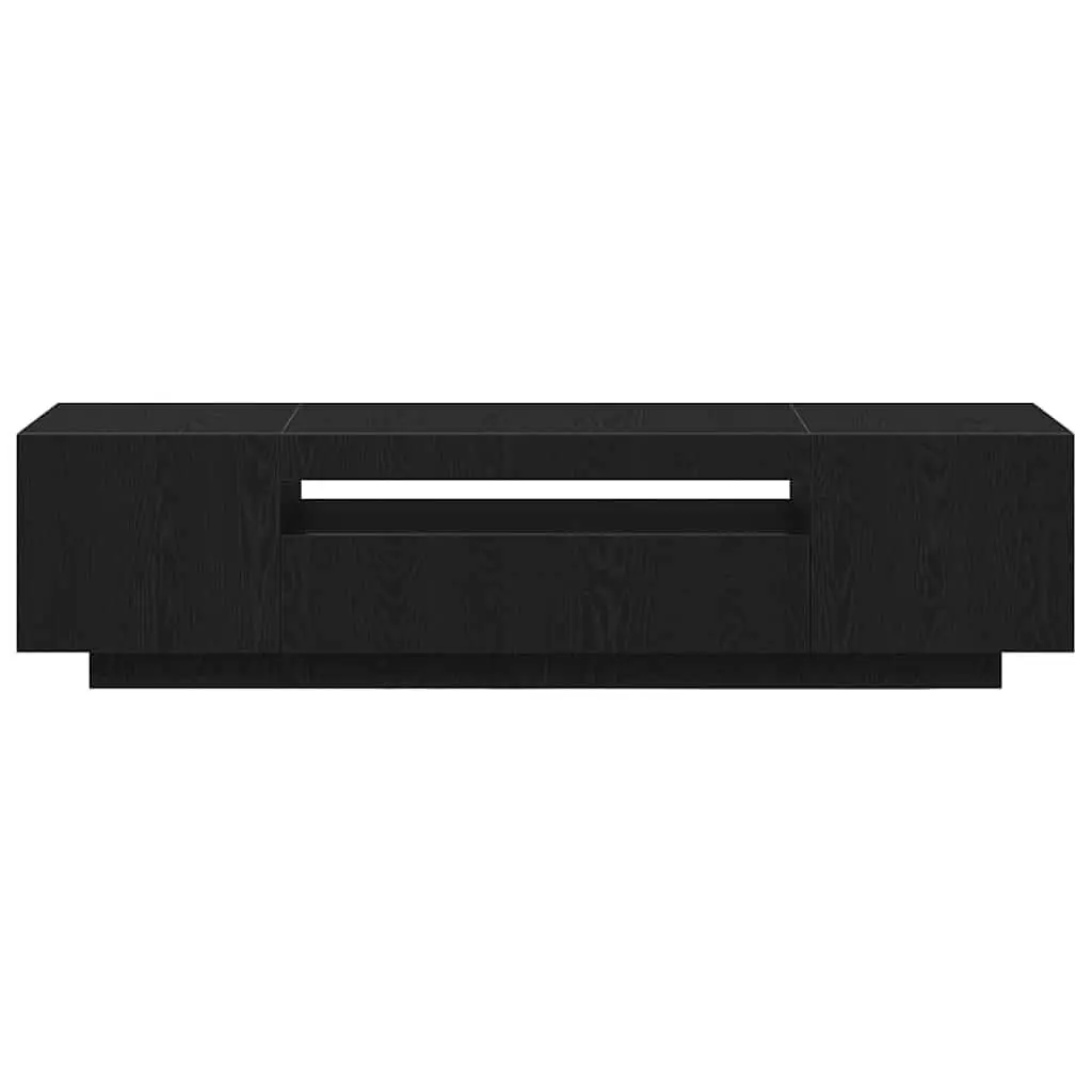 TV Cabinet Black Engineered Wood 160x35x40cm Modern Living Room Storage Unit